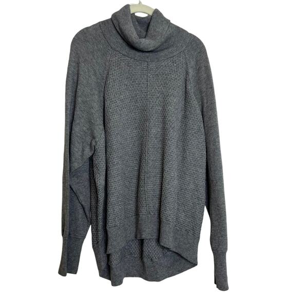 Gap Womens Turtleneck Sweater XL Gray Merino Wool Blend Textured Knit Pullover - Picture 1 of 5